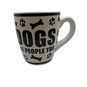 Dogs are People‎ Too Coffee Mug Bone Paw Print Novelty Ceramic Gift